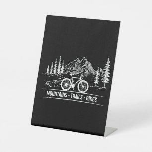 Mountain Trail Bikes - Cyclist Bike Rider Bicycle Pedestal Sign