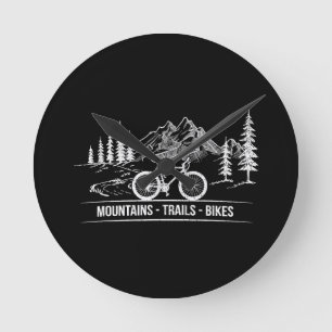 Mountain Trail Bikes - Cyclist Bike Rider Bicycle  Round Clock