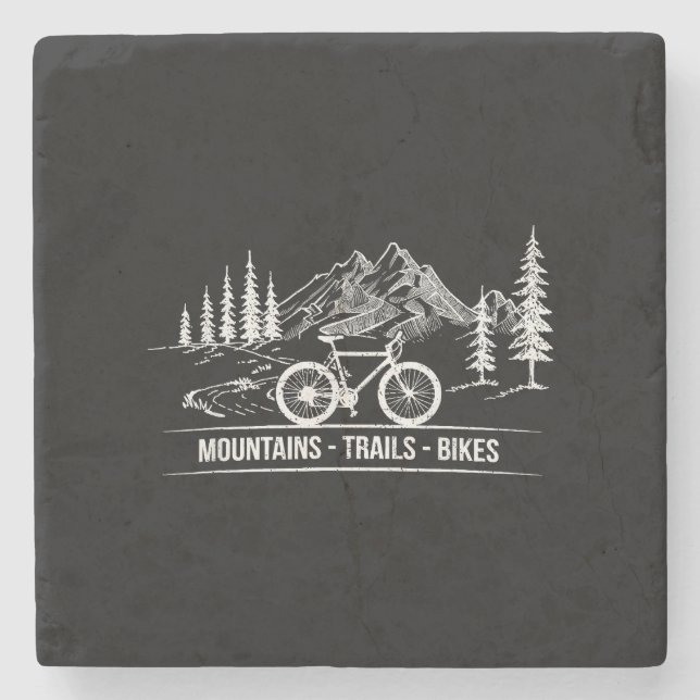 Mountain Trail Bikes - Cyclist Bike Rider Bicycle  Stone Coaster (Front)