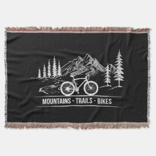 Mountain Trail Bikes - Cyclist Bike Rider Bicycle Throw Blanket