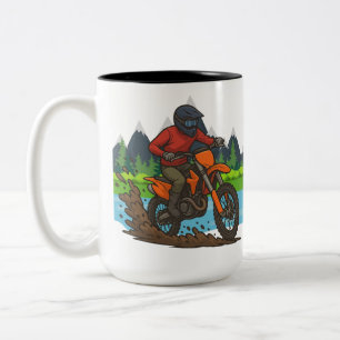 Mountain Trail Dirt Biker Two-Tone Coffee Mug