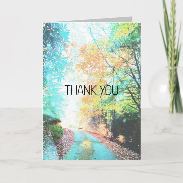 Mountain Trail in Fall Thank You Card (Front)