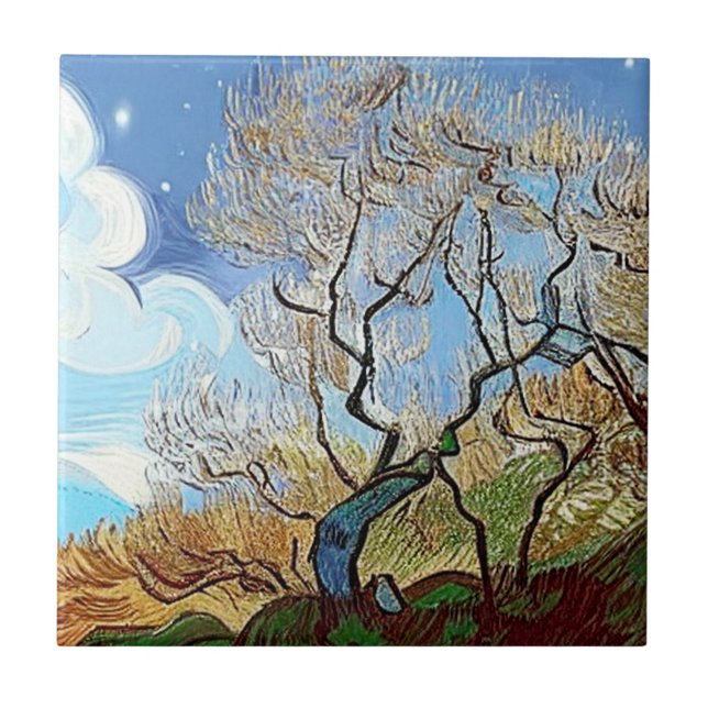  MOUNTAIN  TREE CERAMIC TILE (Front)