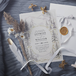 Mountain Trees Forest Rustic Elegant Wedding Invitation