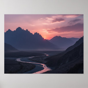 Mountain Valley and Winding River Poster