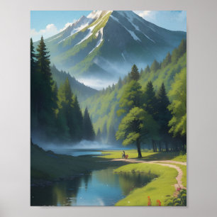 Mountain Valley Landscape Poster