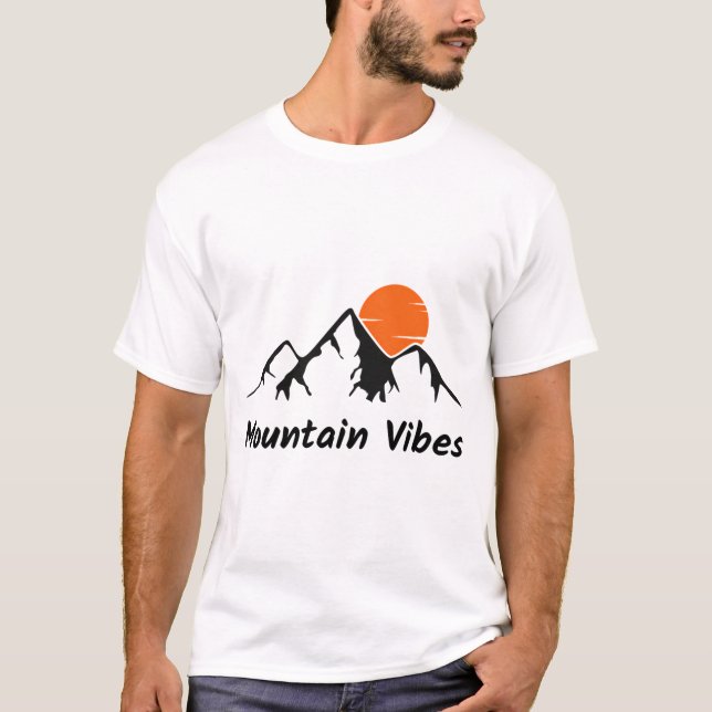Mountain Vibes Sunset Sticker  T-Shirt (Front)