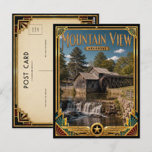Mountain View Arkansas Vintage Art Deco Golden Age Postcard
