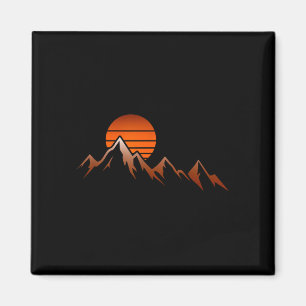 Mountain view hiker mountain sunrise hiking magnet