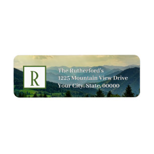 Mountain View   Monogram Return Address Label