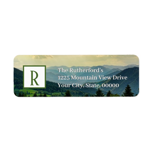 Mountain View | Monogram Return Address Return Address Label (Front)