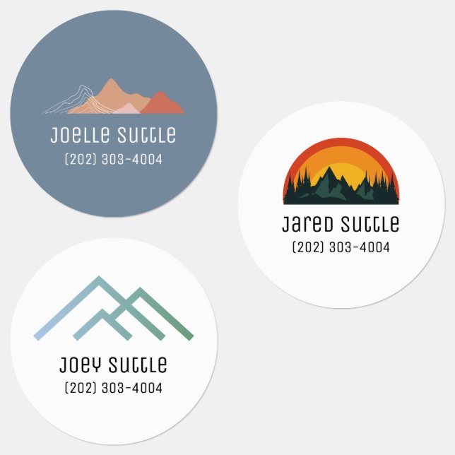 Mountain Views Circle Sticker Name Labels (Group)
