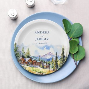 Mountain village Colorado summer scenery Paper Plate