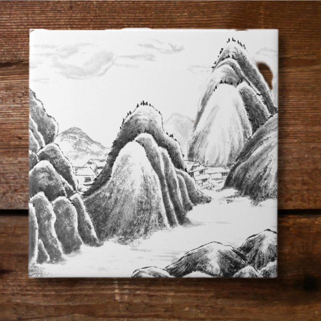 Mountain Village - Ink Ceramic Tile (Creator Uploaded)
