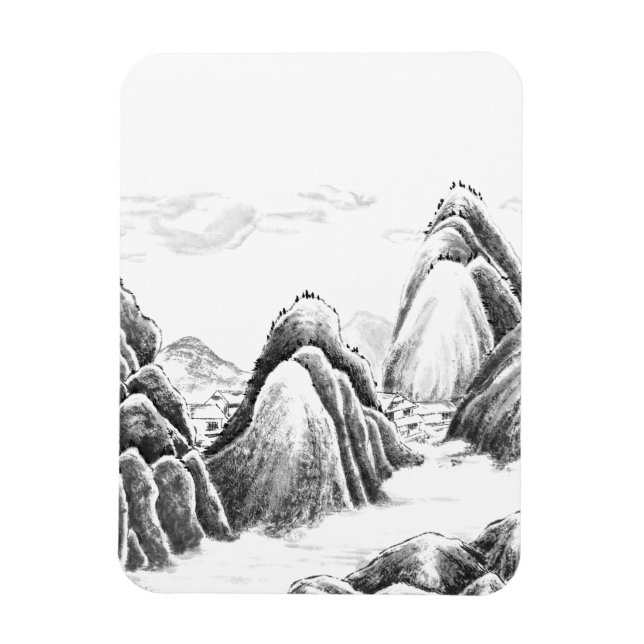 Mountain Village - Ink Magnet (Vertical)