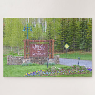 Mountain village of Telluride, Colorado, sign Jigsaw Puzzle