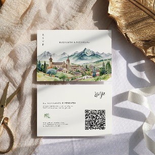 Mountain Village Town QR Code Wedding RSVP