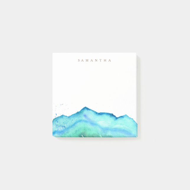 Mountain Watercolor | Custom Name Post-it Notes (Front)