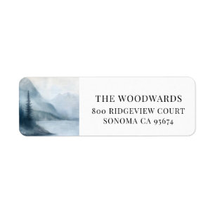 Mountain Watercolor Elegant Rustic Return Address Label