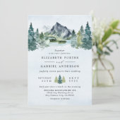 Mountain Watercolor Elegant Rustic Themed Wedding Invitation (Standing Front)