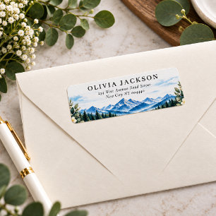 Mountain Watercolor Elegant Rustic Themed Wedding Return Address Label