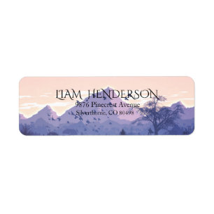 Mountain Watercolor Elegant Rustic Themed Wedding  Return Address Label