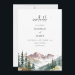Mountain Watercolor Rustic Outdoor Wedding  Save The Date<br><div class="desc">Create your own personalised wedding save the date card featuring minimalist design and elegant mountain landscape illustration.</div>