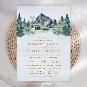 Mountain Watercolor Rustic Tree Forest Wedding
