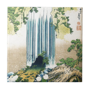 Mountain Waterfall Above Shack Ceramic Tile