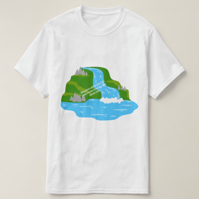 Mountain Waterfall Art – Peaceful Nature  T-Shirt (Design Front)