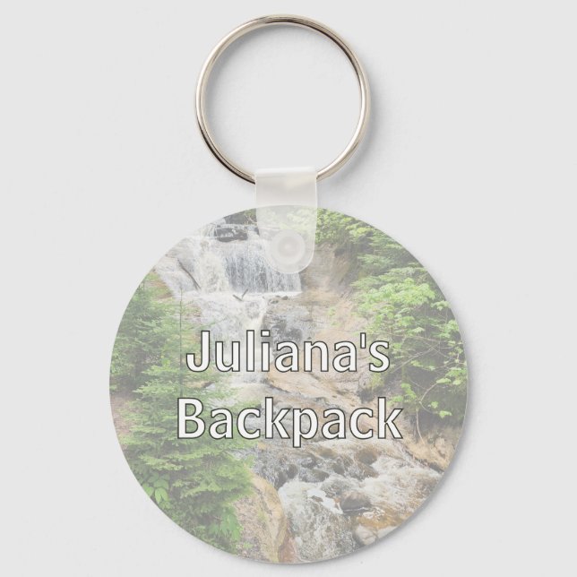 Mountain Waterfall Backpack Tag Key Ring (Front)