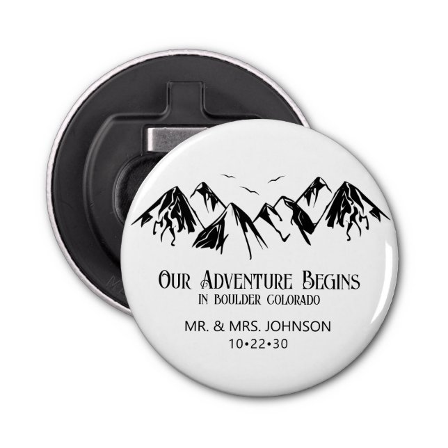 Mountain Wedding Bottle Opener (Front)