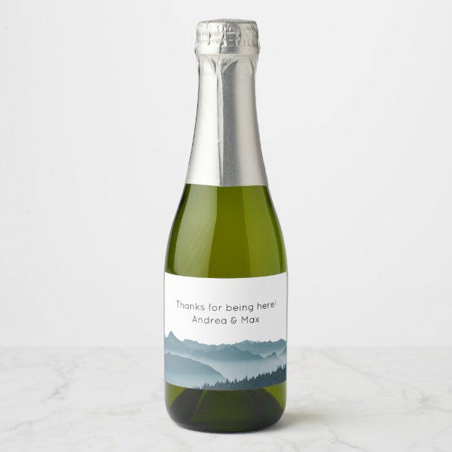 Mountain Wedding Custom Mini Wine Sparkling Wine Label (Front)