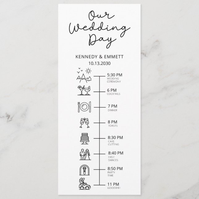 Mountain Wedding Day Timeline Flat Program (Front)
