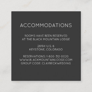 Mountain Wedding Hotel Accommodation Cards