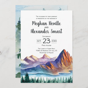 Mountain Wedding Invitation, reception to follow Invitation