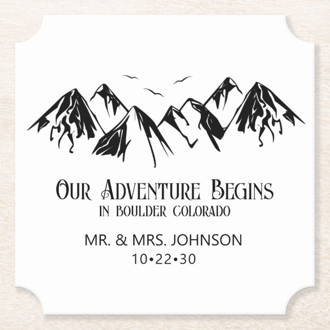 Mountain Wedding Paper Coaster (Front)
