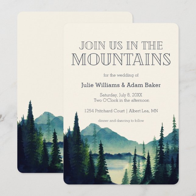 Mountain Wedding/Party Invitation (Front/Back)