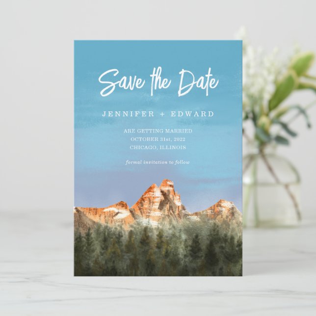 Mountain Wedding Save The Date (Standing Front)