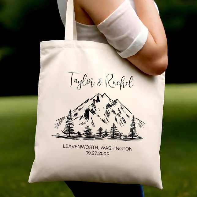 Mountain Wedding Welcome Wedding Guest Customise Tote Bag (Creator Uploaded)