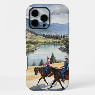 Mountain Wilderness Lake Horses Riding iPhone 16 Pro Max Case