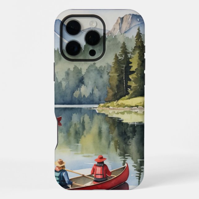 Mountain Wilderness Red Canoe Lake  iPhone Case (Back)