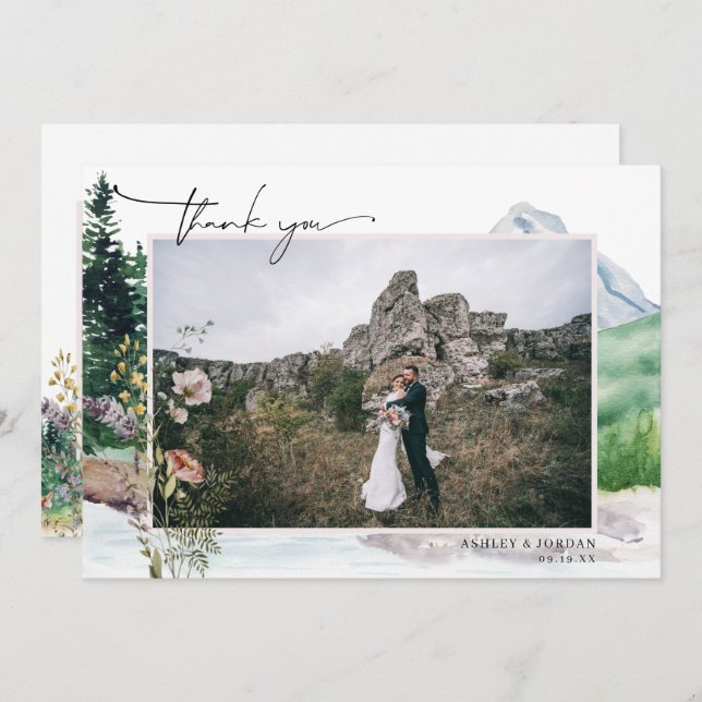 Mountain Wildflower Boho | Wedding Photo Thank You (Front/Back)