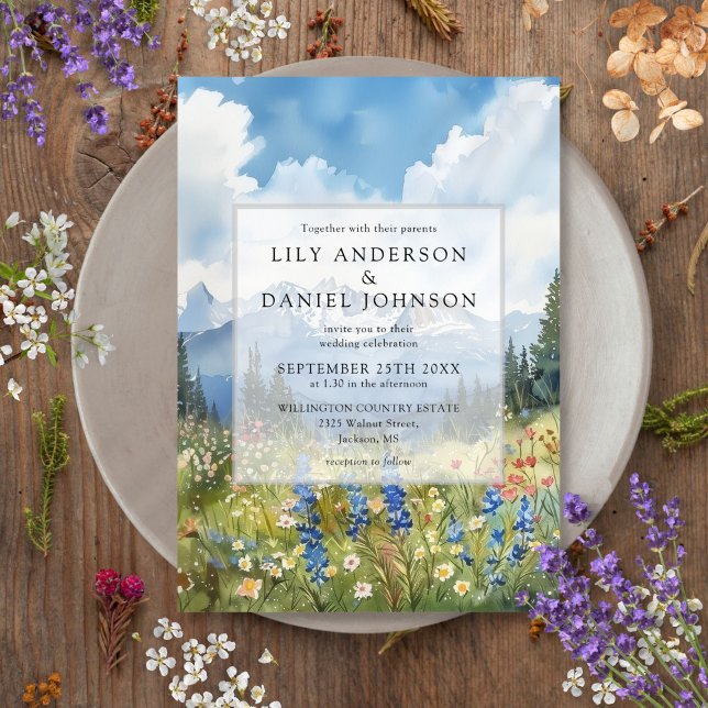 Mountain Wildflower Floral Meadow Wedding Invitation (Mountain Wildflower Floral Meadow Wedding Invitation)