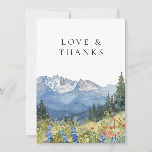 Mountain Wildflower Floral Wedding Photo Thank You Card