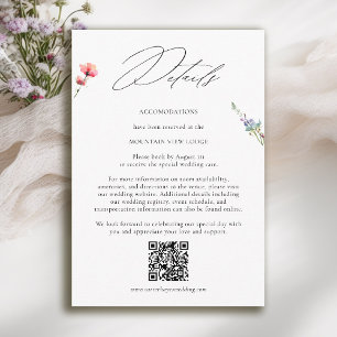 Mountain Wildflower Meadow Modern Wedding Details Enclosure Card