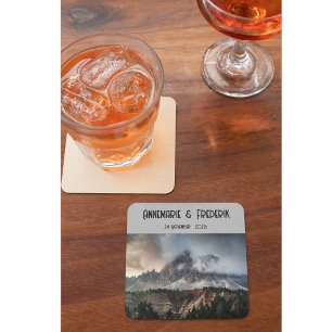 Mountain Wildflower Outdoors Square Paper Coaster