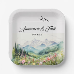 Mountain & Wildflower Paper Plate
