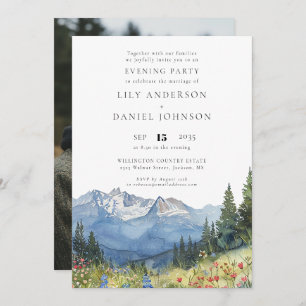 Mountain Wildflower Photo Wedding Evening Party Invitation