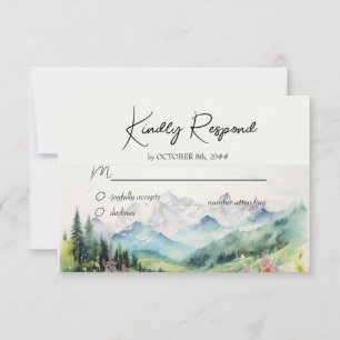 Mountain & Wildflower Waterpaint RSVP Card